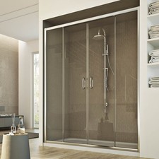 CABINE DE DOUCHE PAROI VERRE TRANSPARENT 2 PORTES OUVERTURE CENTRALE 140 CM 185