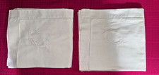 Paire de taies d'oreiller anciennes pur coton monogrammes 72 cm x 70 cm réf T158