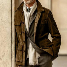 Veste en cuir vert olive Field
