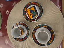 lot de 3 x tasse à café + soucoupe en porcelaine
