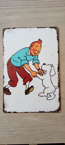 Tintin plaque métal - tintin,