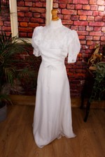 Vintage Original 70er Nostalgie Robe de Mariée Blanc Victorien Mariage Boho 34
