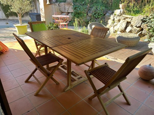 Table jardin teck huile - teck, 8