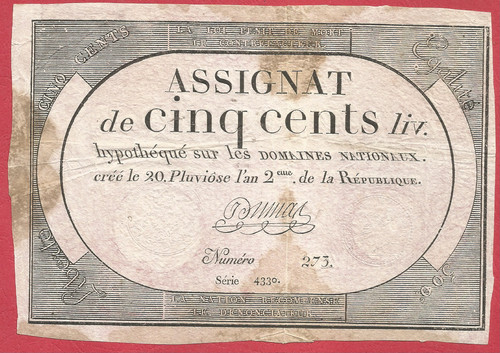 Assignat 500 livres - livres,