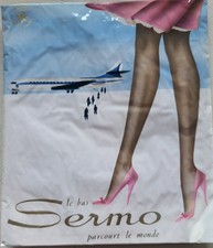 1 paire de bas nylon FF voile vintage, SERMO, beige, Taille 2