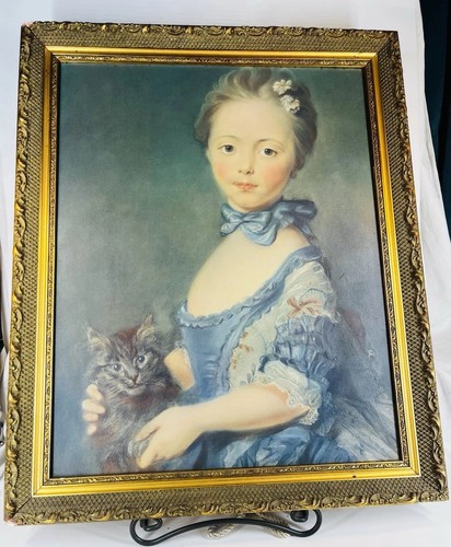 Tableau fille chat - fille, au