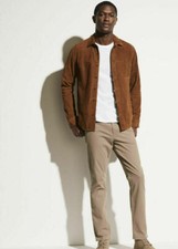 Homme Daim Marron Chemise 100% Véritable Peau D'Agneau Souple Rétro Stylé Usure