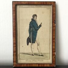 Gravure de Mode 1803 Encadrée Costume Parisien Napoleonic Fashion ETCHING 19thC
