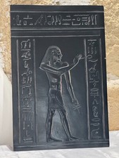 Egyptian Stele – Anubis/Imsety – Louvre Cast Workshop– 28cm – Black Relief Rare