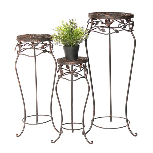 Tabouret fleurs métal - fleurs, rond