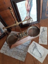 Déco cabinet de curiosité dessins anatomie corps humain & balance trébuchet