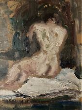 Belle Peinture Femme Nue Nu  1950 Huile Carton Expressionnisme Jules Lellouche