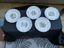 5 ANCIENNES ASSIETTES PARLANTE FAIENCE DE SARREGUEMINES CHANSONS ROI DAGOBERT