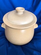 PETITE MARMITE DECORATIVE/POUBELLE DE TABLE EN GRES EMAILLE BEIGE/MARRON