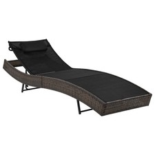 Chaise Longue Résine Tressée Noir et Blanc Transats Chilienne Jardin vidaXL