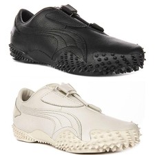 Puma Mostro Cuir Amorti Épines Sangle Baskets Femmes En Blanc Cassé UK 4 - 7