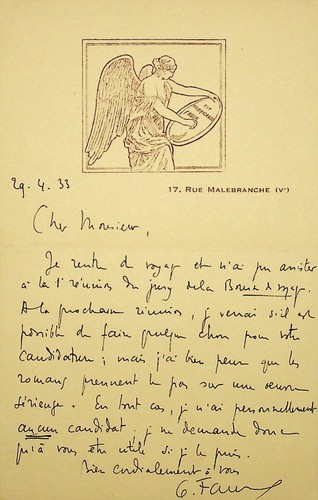 S gabriel faure poète - ✒, l.a.s