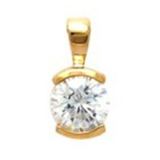 Pendentif Solitaire Plaqué Or et Oxyde Zirconium - NEUF - CHAÎNE en OPTION