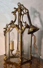 suspension lanterne 3 feux bronze h40x20 avec fixation 60 cm bon etat