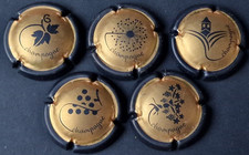 Lot 5 CAPSULES générique Vigne OR - PLAQUE DE MUSELET CHAMPAGNE