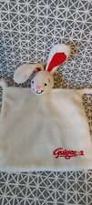 Doudou plat lapin blanc rouge
