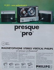 PUBLICITE PHILIPS MAGNETOPHONE STEREO VERTICAL DE 1967 FRENCH AD VINTAGE