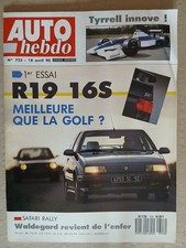 AUTO HEBDO N°723 18/4/1990 R19 16S TYRRELL GOLF GTI 16S RALLYE SAFARI P.BELMONDO