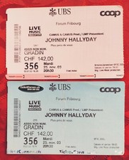 2 TICKET BILLET CONCERT JOHNNY