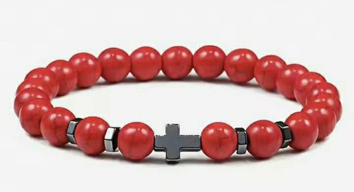 Bracelet perles rouges avec - bracelet, en