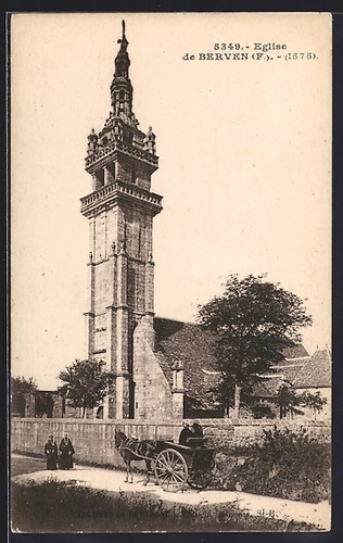 Cpa berven église - berven,, de
