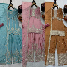 Soirée Faux Georgette Créateur Rose Salwar Kameez Avec Dupatta pour Femmes