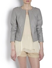 BLOUSON VESTE NEUF MORGAN FEMME 100% CUIR GRIS TAILLE 42