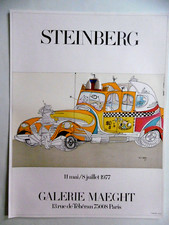 STEINBERG Saul Affiche originale litho 77 TAXI BD New Yorker artiste Roumain USA
