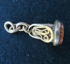 RARE SCEAU CACHET STYLE PIERRE DE SOLEIL METAL DORE ANIQUE SEAL STAMP