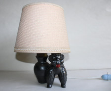 Lampe d'appoint en céramique lustrée caniche, chien, cruche, vintage, h. 26.5 cm