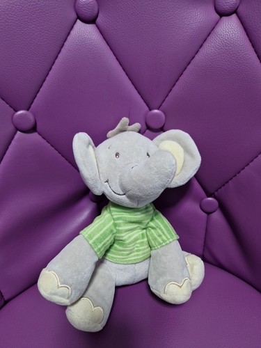 Doudou éléphant gris vert