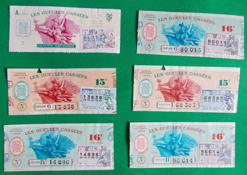 Lot billets de loterie - de, 6