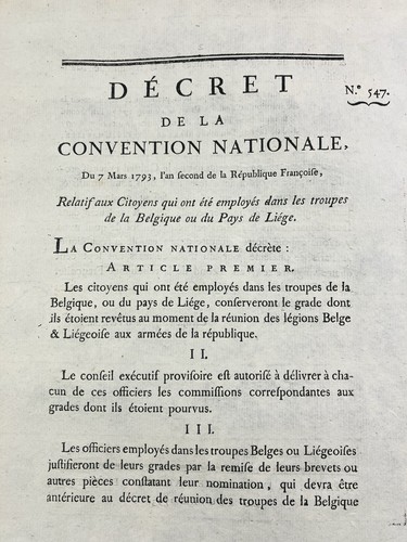 Armée belgique 1793 - de,