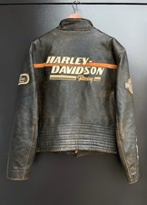 Veste en cuir homme Harley-Davidson Racing Screamin’ Eagle XXL noir vieilli