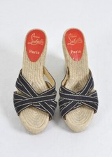 CHRISTIAN LOUBOUTAIN Sabot Femme  BON ÉTAT SZ 38 En Toile 