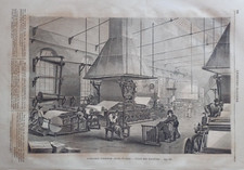 France, Essonne paper mill, machine room...... wood engraving....1860
