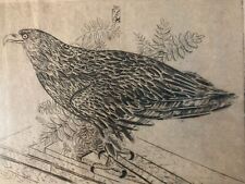 Très Belle Gravure Joseph Hecht Aigle Royal Art Animal Oiseau Rare 1928 Ancien