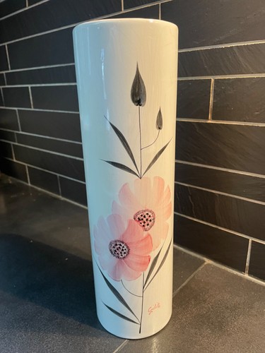 Vase céramique motifs fleurs