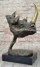 Signée Salvador Dali Rhinocéros W/ Corne Bronze Sculpture Art Déco Statue