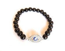 Bracelet « Protection «  En Onyx Et Oeil De Fatma Sur Mesure