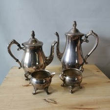 Ancien Service À Thé / Café En Métal Argenté Style Anglais