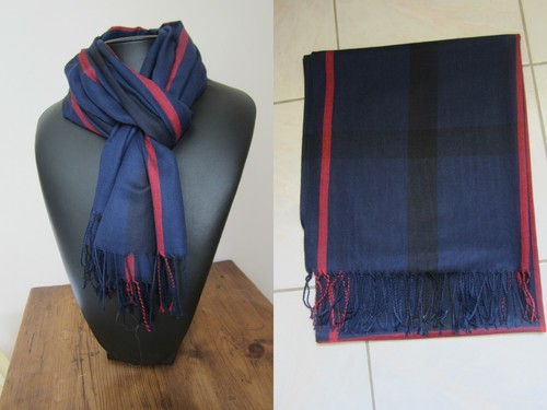 Echarpe tartan bleu marine - echarpe,
