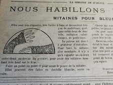 PATRON ORIGINAL POUR LA POUPEE BLEUETTE " MITAINES EN DENTELLE  JUILLET 1921