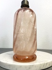Siphon ancien à eau de Seltz Emonet à Tours – verre rose/pêche