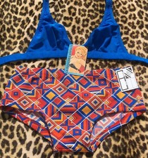 FRENCH 1960s PSYCHEDELIC SWIMWEAR BOY SHORT & TRIANGLE BRA~MADE IN FRANCE~NEW~S